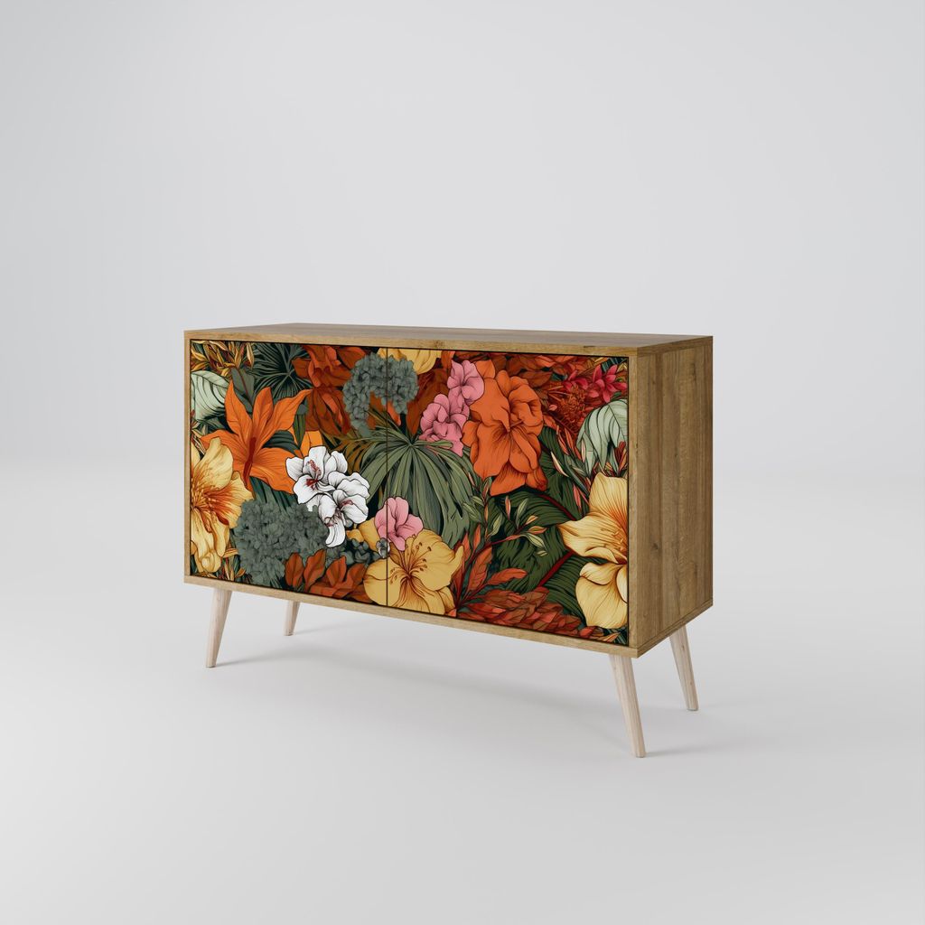 Spacerebels Kommode mit 2 Türen - Sideboard Komodenschrank - Highboard - Kleiderschrank Möbel - Wohnzimmer Schlafzimmer - 57,5×111×42 (HxBxT)
