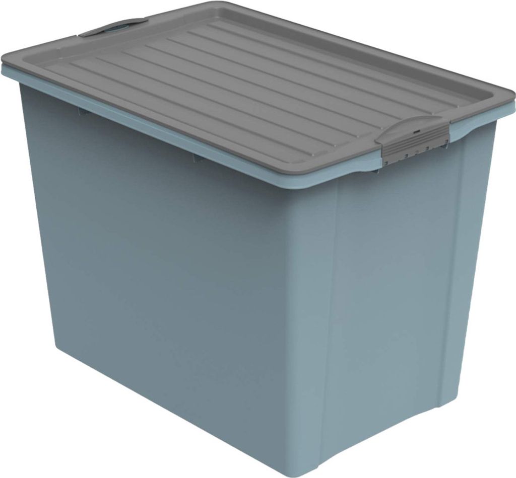 Rotho Aufbewahrungsbox mit Rollen 70L COMPACT ECO - Kunststoffbox je 57,0 x 39,5 x 43,5 cm - Stapelbox mit Deckel - Boxen sicher verschliessbar