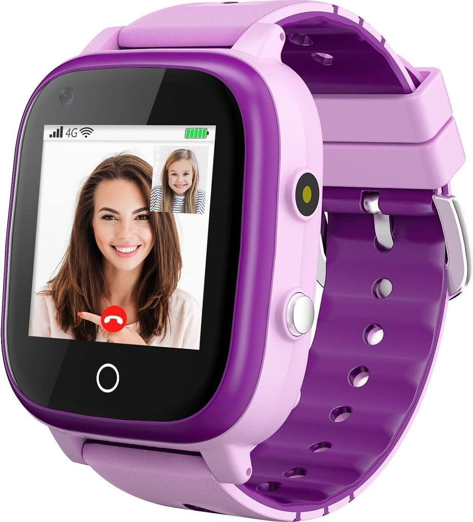 4G Kinder-Smartwatch-Telefon mit 360°-Drehung, GPS-Tracker, Anruf, SOS, Kamera, WLAN Geburtstagsgeschenk für Jungen und Mädchen (Voilet)