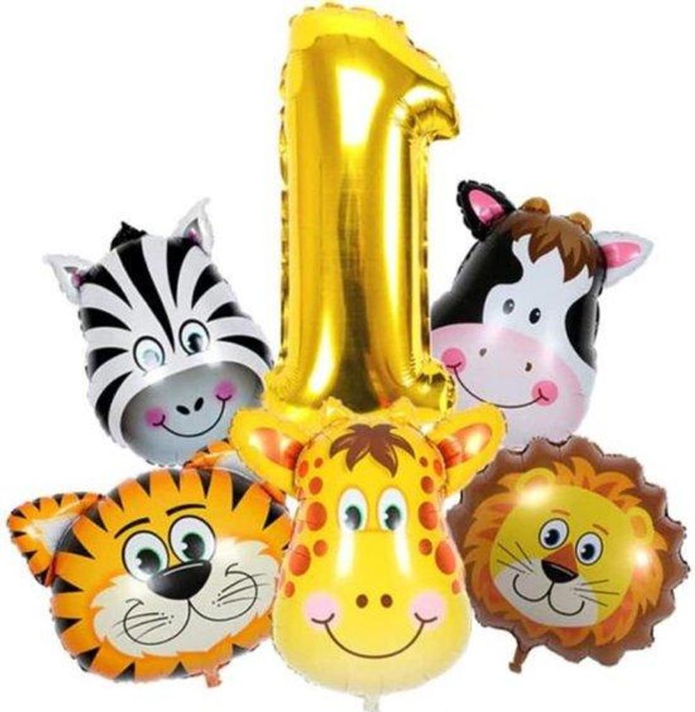 Jungel-Tier-Party-Decorations Aus Gold Nummer 1 Nummer 1 Jahr Mädchen Jungen Kinder