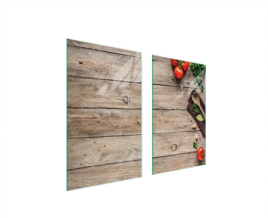 Copri Piano Cottura 75x52: Atmosfera Italiana Vetro Legno Pomodori