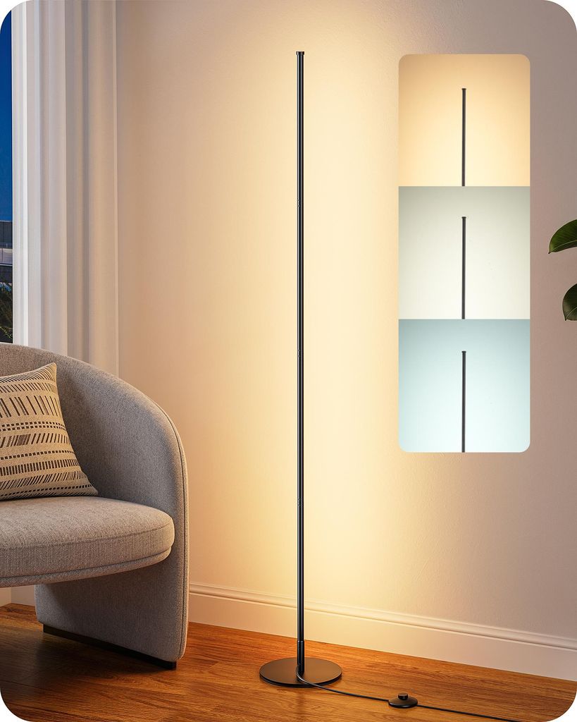 EDISHINE Vloerlamp voor woonkamer, zwart, LED vloerlamp met Productafbeelding 