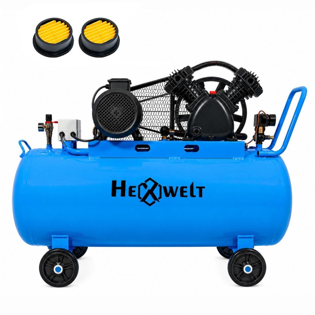 HEXWELT 200L Ölkompressor 5500W 8 Bar 730L/min Luftkompressor 2-Zylinder Werkstattkompressor 230V