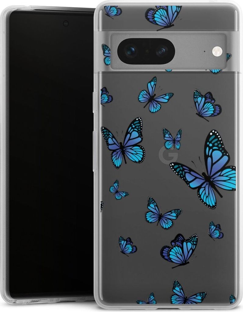 DeinDesign Slim Hülle für Google Pixel 7 Silikon Case Ultra Dünn Handyhülle Muster Schmetterling transparent