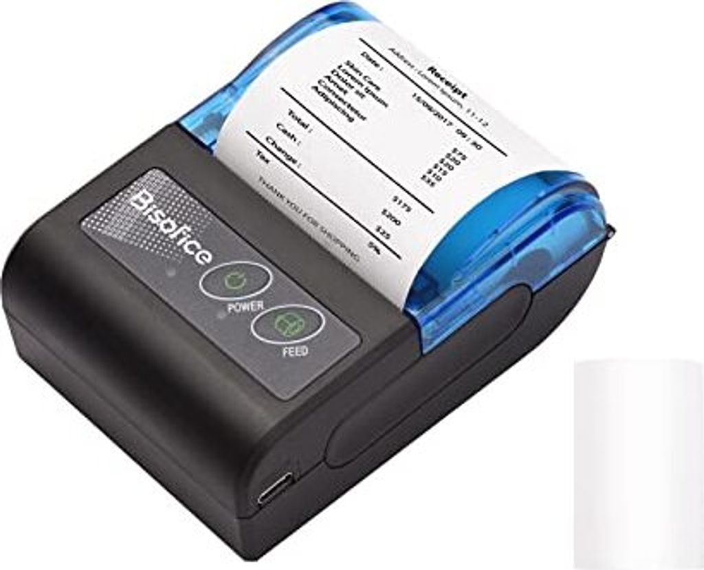 Thermaldrucker -Quittungsdrucker, tragbarer BT 2 -Zoll -drahtloser USB -Rechnungsnote 58 mm Druckpapier kompatibler Android/Windows -Restaurantverk...
