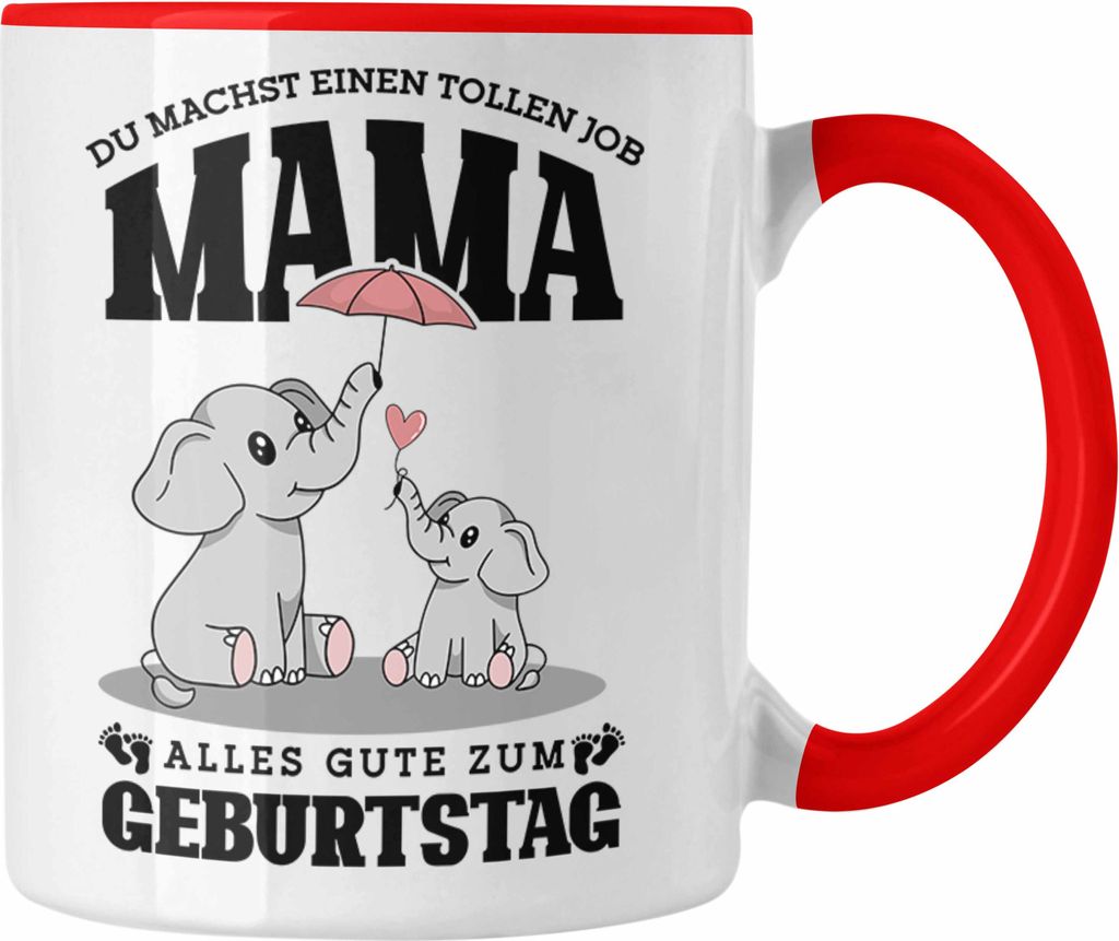 Trendation - Tasse Mama Mutter Geburtstag Geschenk für Mama von Tochter Sohn (Rot)