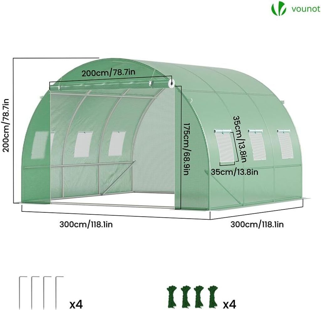 VOUNOT® Gewächshaus Foliengewächshaus Winterfest Produktbild 3