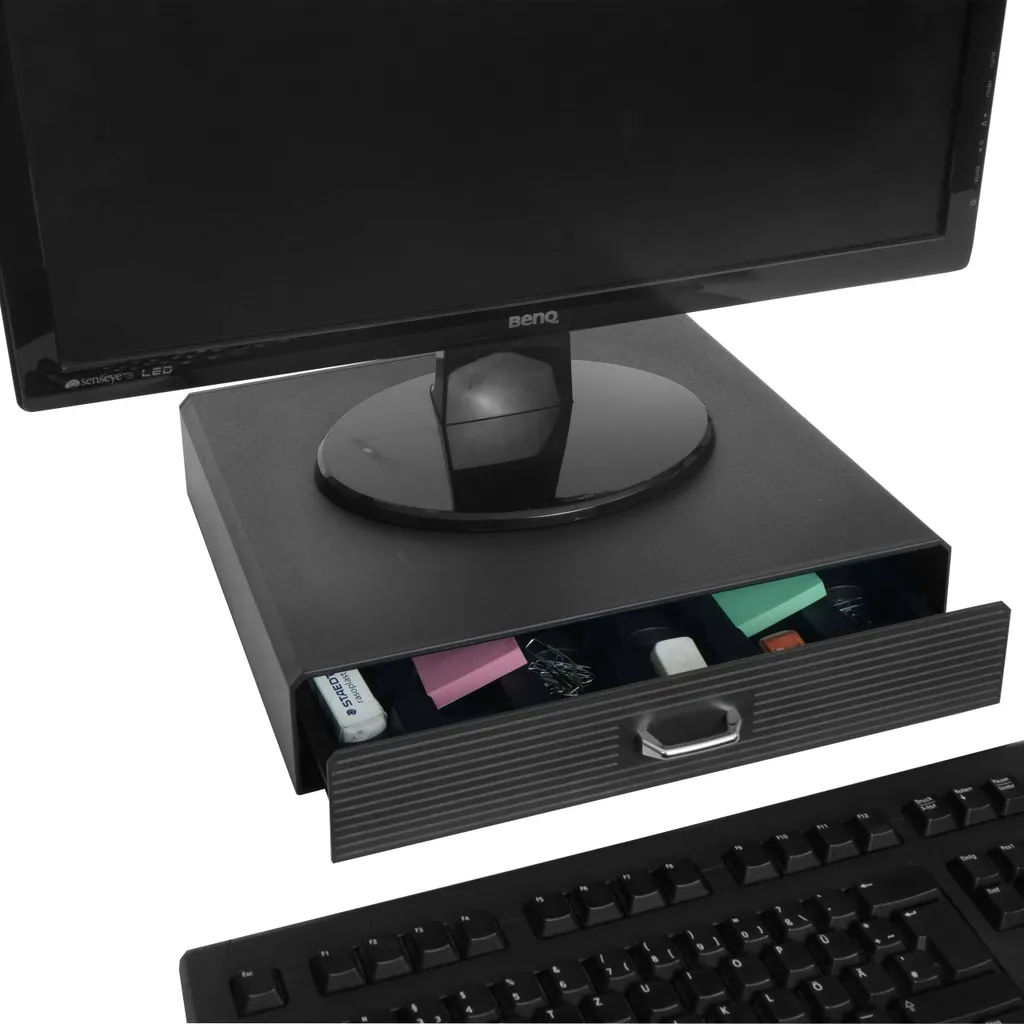 Réhausseur d'écran ergonomique avec rangement de bureau HWC-L98