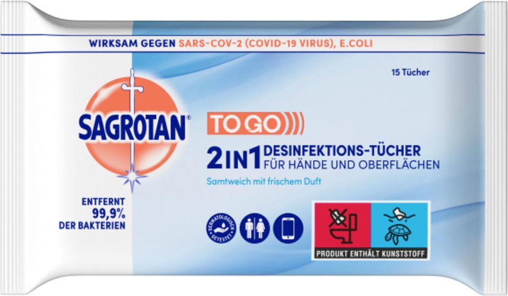 Sagrotan 2in1, Desinfektionstücher für die Hände- und Produktbild 