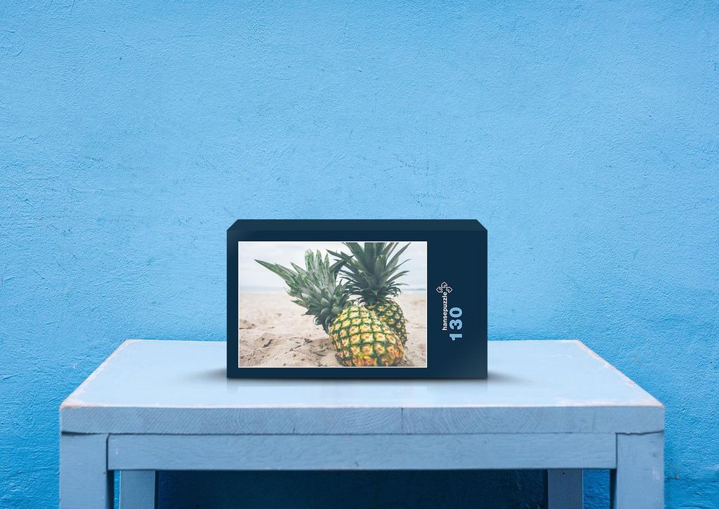 hansepuzzle 32919 - Ananas Puzzle, 130 Teile, Natur, 28,7 x 20,0cm mit hochwertiger Aufbewahrung, Kartonbox und wiederverschließbarem Beutel