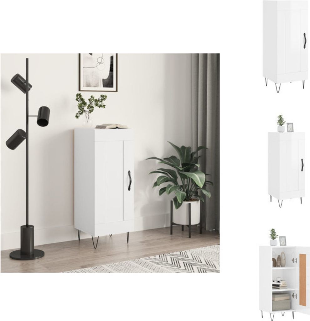 vidaXL Sideboard Hochglanz-Weiß 34,5x34x90 cm Holzwerkstoff - Sideboards