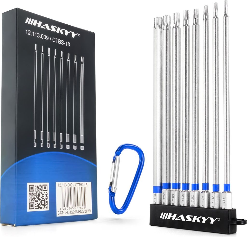 HASKYY Torx Bits Set 1/4" Magnetisch Langbits 150mm T8-T40 Produktbild 