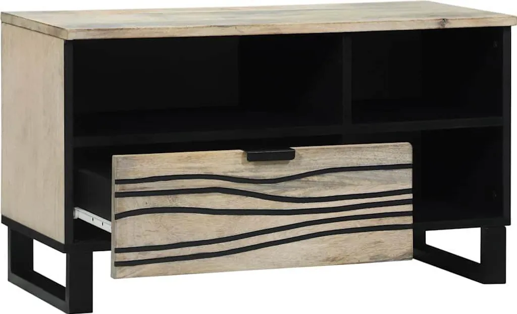 Meuble TV blanc vidaXL 80 cm avec 2 tiroirs de rangement pratiques