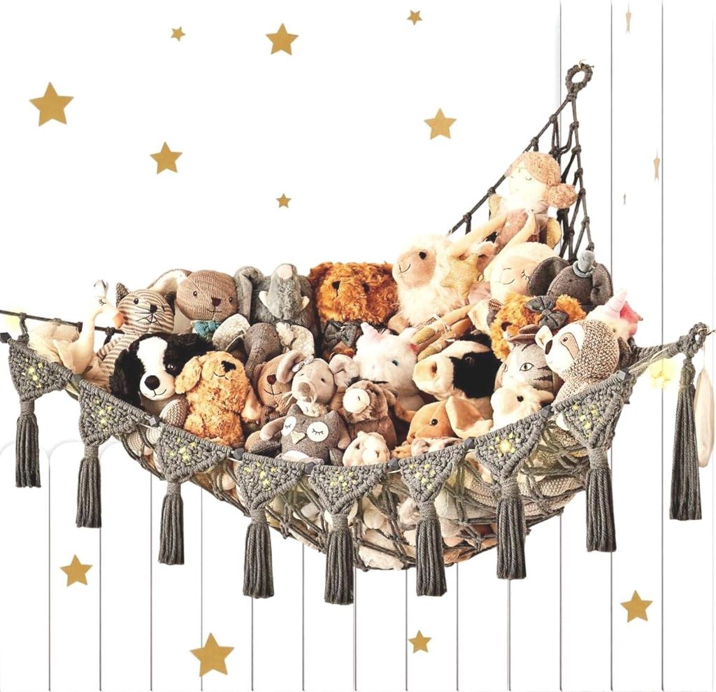 Spielzeug-Aufbewahrungsplüschtier, 142 x 106 x 106 cm, Aufbewahrungsnetz, Kinderzimmer, hängend, Spielzeugorganizer, Plüschtier, Hängematte fü...