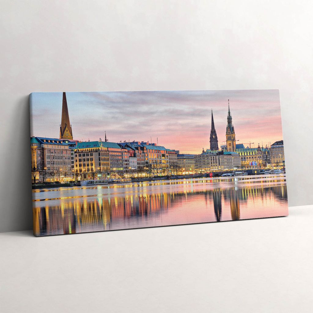 Alster in Hamburg – Leinwandbild Wandbild – 120x60 cm – Leinwandbilder – Wandbilder – Schlafzimmer – Flur