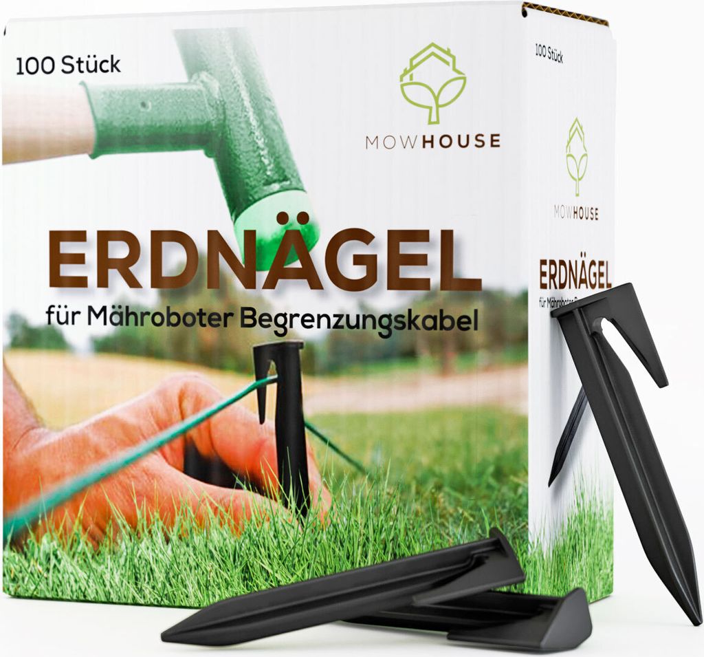MOWHOUSE 100 x Mähroboter Haken Nägel Set - 8,5 cm Heringe Produktbild 