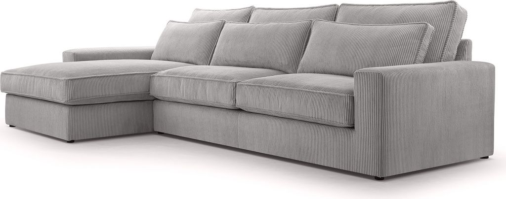 Fedve Ecksofa Eckcouch Medan Mini L Form Big Sofa Sofagarnitur Couch Wohnzimmer Seite Links Grau (Lincoln 86)