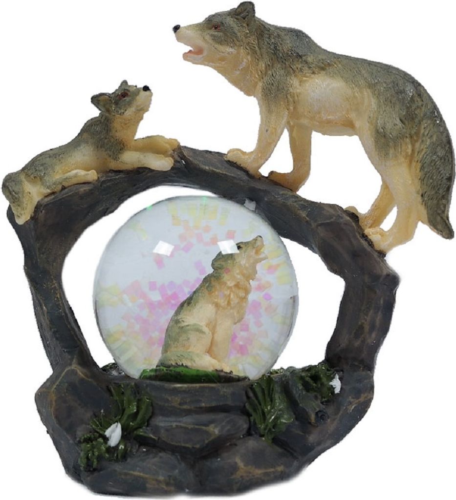 Glitzerkugel Wölfe, Schneekugel Tier Tiere Schneekugeln Waldtier Wolf