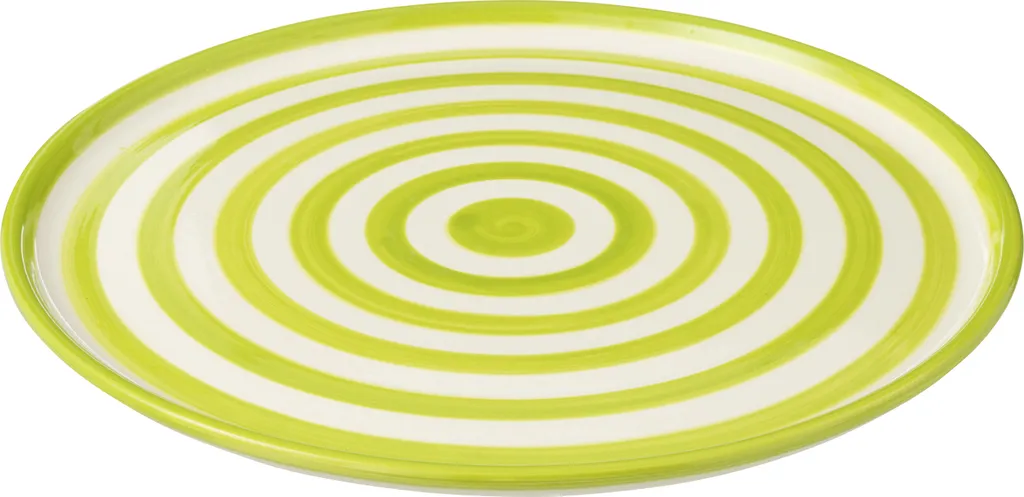 Assiette Plate en Céramique à Rayures Vertes Granada par J-Line Design