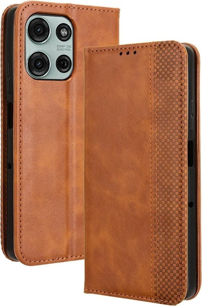 Motorola Moto G75 Hülle - Coverup Vintage Style Klapphülle - Braun