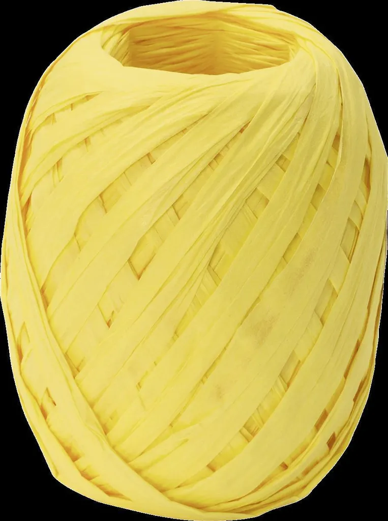 Raphia Papier Jaune 7mm x 30m Résistant pour Noeuds et Paquets Cadeaux