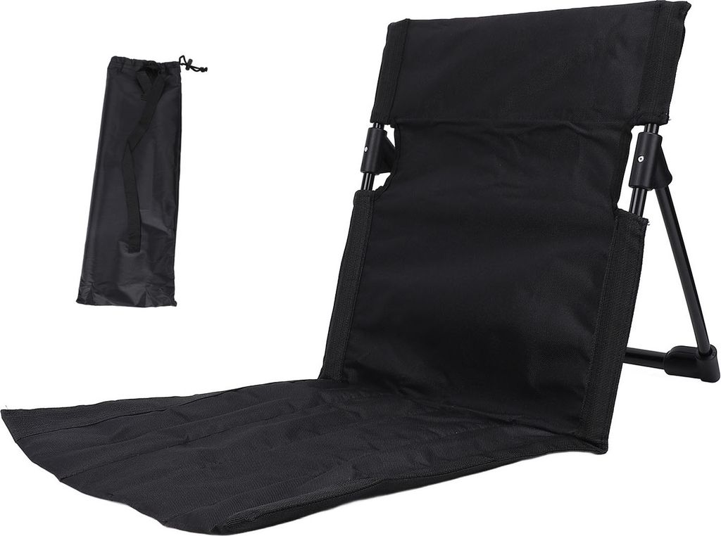 Camping Klappstuhl Leichtgewicht Bequemer Loungesessel Einzelner Faulenzerstuhl mit Rückenlehne Für Outdoor Camping Angeln Schwarz