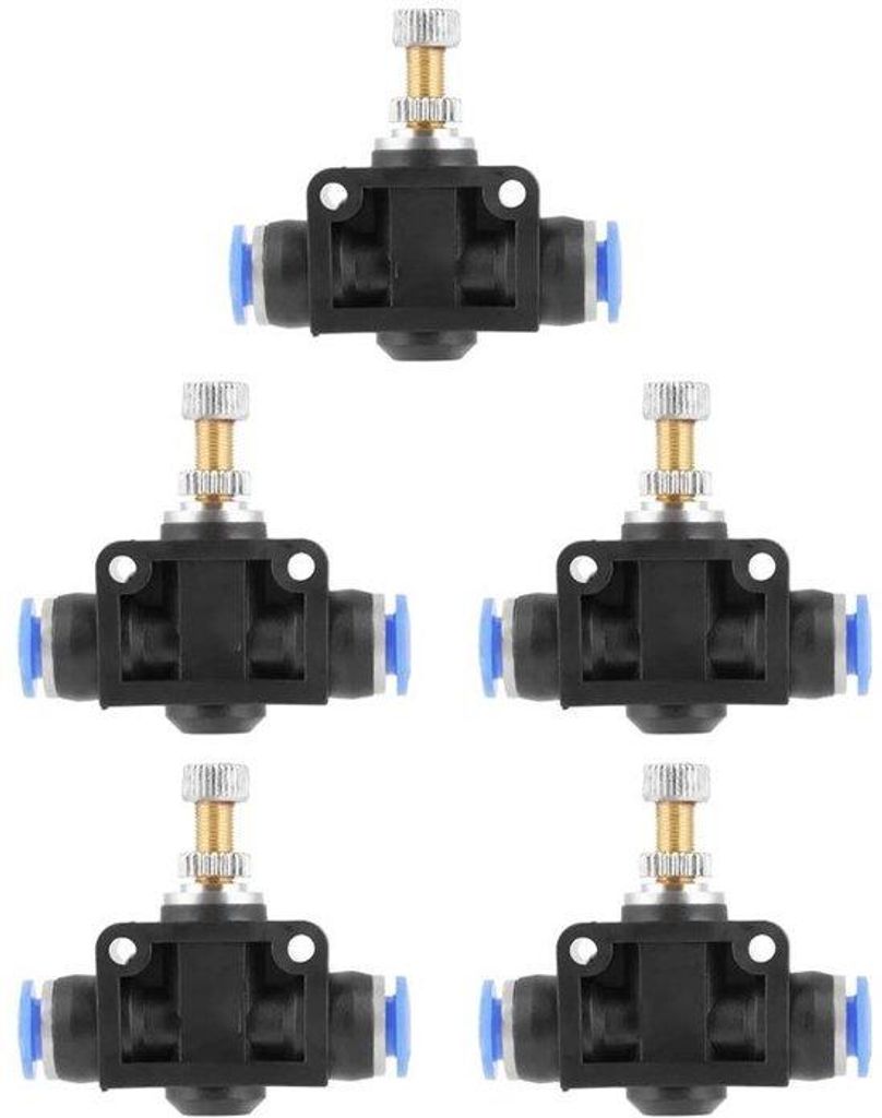 6mm Pneumatische Air Ventil - 5 Stück, Pneumatische Fittingen Flussreduzierung Geschwindigkeitsregler Drossel Push In One