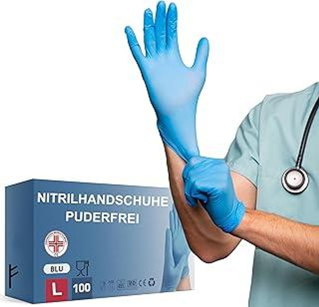 Medical 100 Einweghandschuhe Nitril strapazierfähig puderfrei medizinisches Gerät hypoallergen latexfrei für medizinische Köche Kosmetiker Tät...