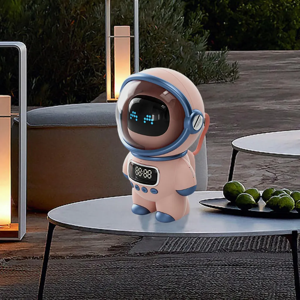 Enceinte Bluetooth Astronaute Rose avec Assistant Vocal IA et Horloge - 7