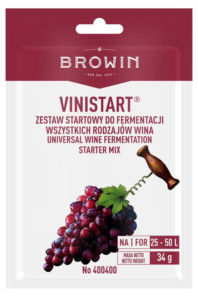 A product package for wine fermentation starter mix.