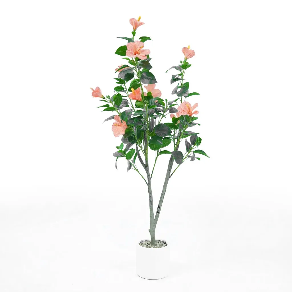 Plante Artificielle Hibiscus Blanc : Déco Sans Entretien et Sans Arrosage