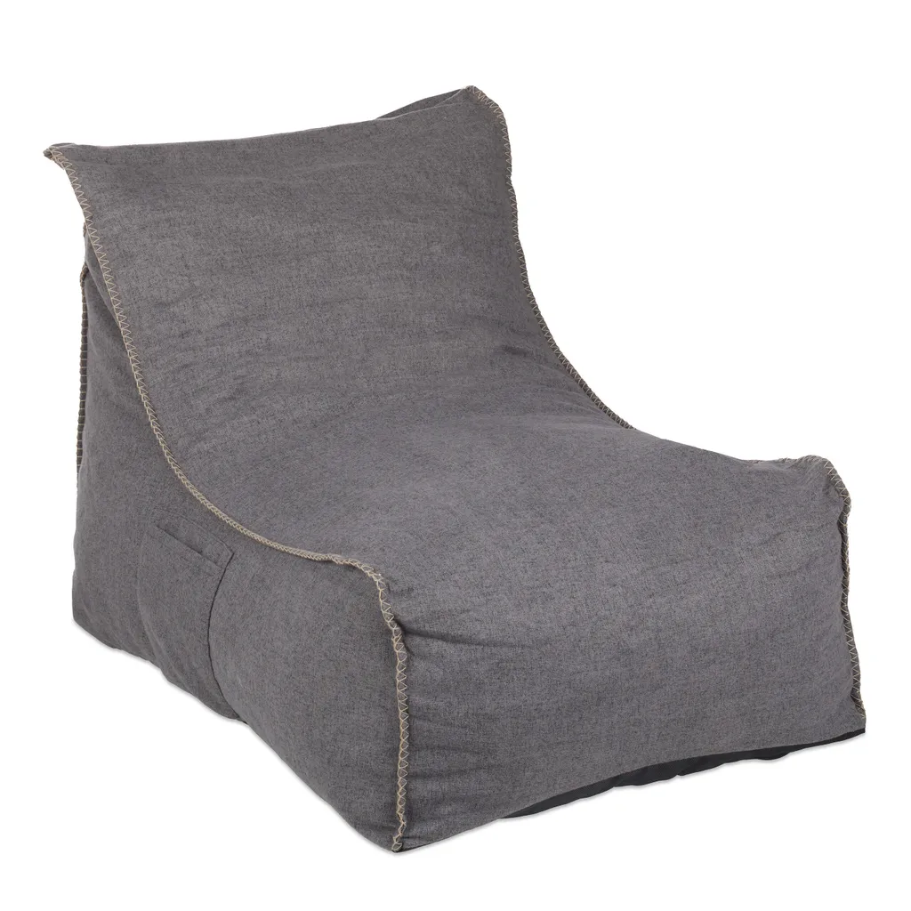 Relaxdays Pouf avec dossier rembourré - Repose-pieds confortable gris
