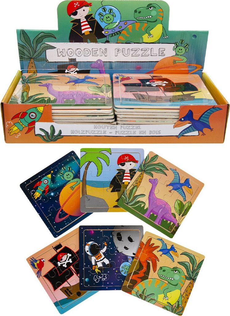 Holzpuzzle Jungen - Dinosaurier, Weltraum, Pirat
