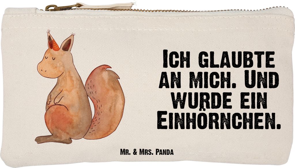 Mr. & Mrs. Panda Kosmetiktasche Einhorn Glauben Größe S Klein - Weiß - Geschenk, Waschbeutel, Kosmetikbeutel, Unicorn, Etui, Einhörnchen, kosme...
