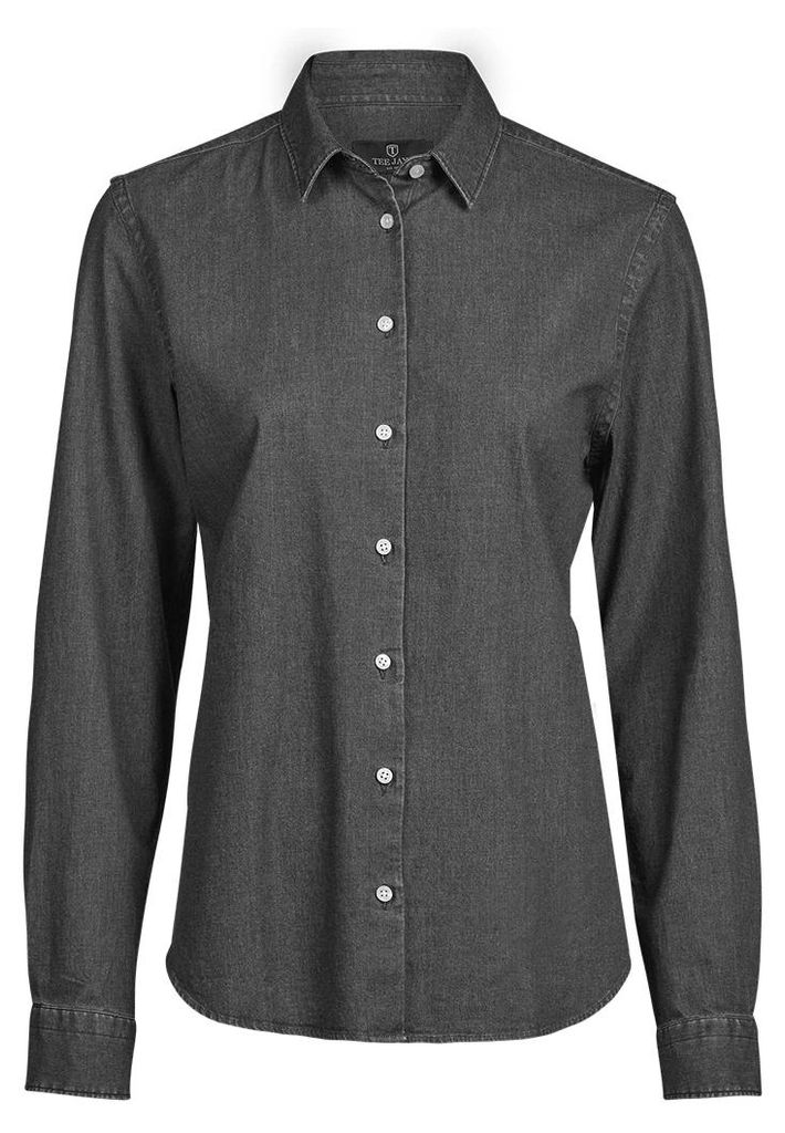 Tee Jays - Hemd für Damen, Denim, Langärmlig PC8188 (44 DE) (Jeans-Schwarz)