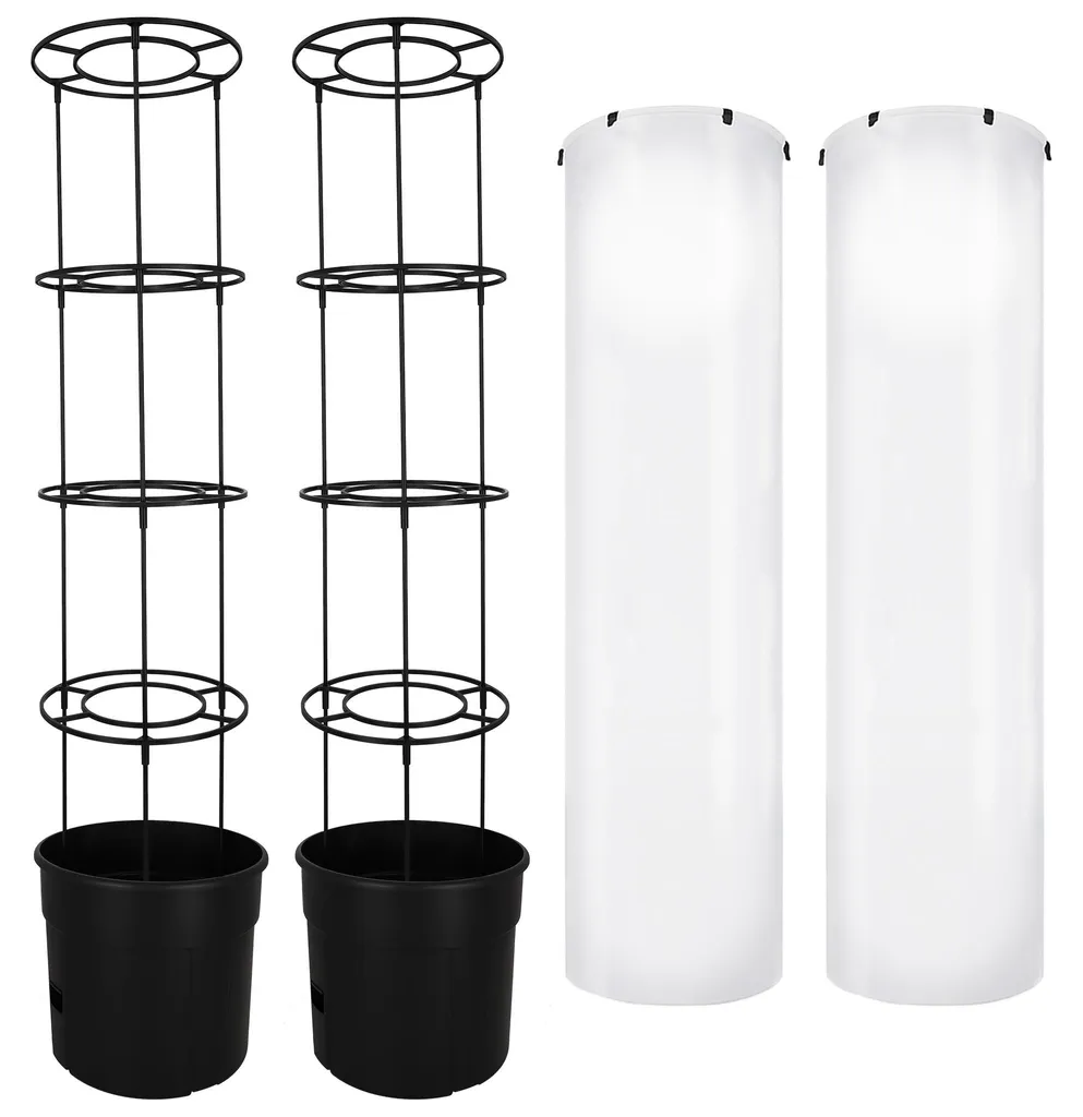 KOTARBAU Lot de 2 Supports Tomates avec Film 153cm et Cloche Ø 40cm Noir