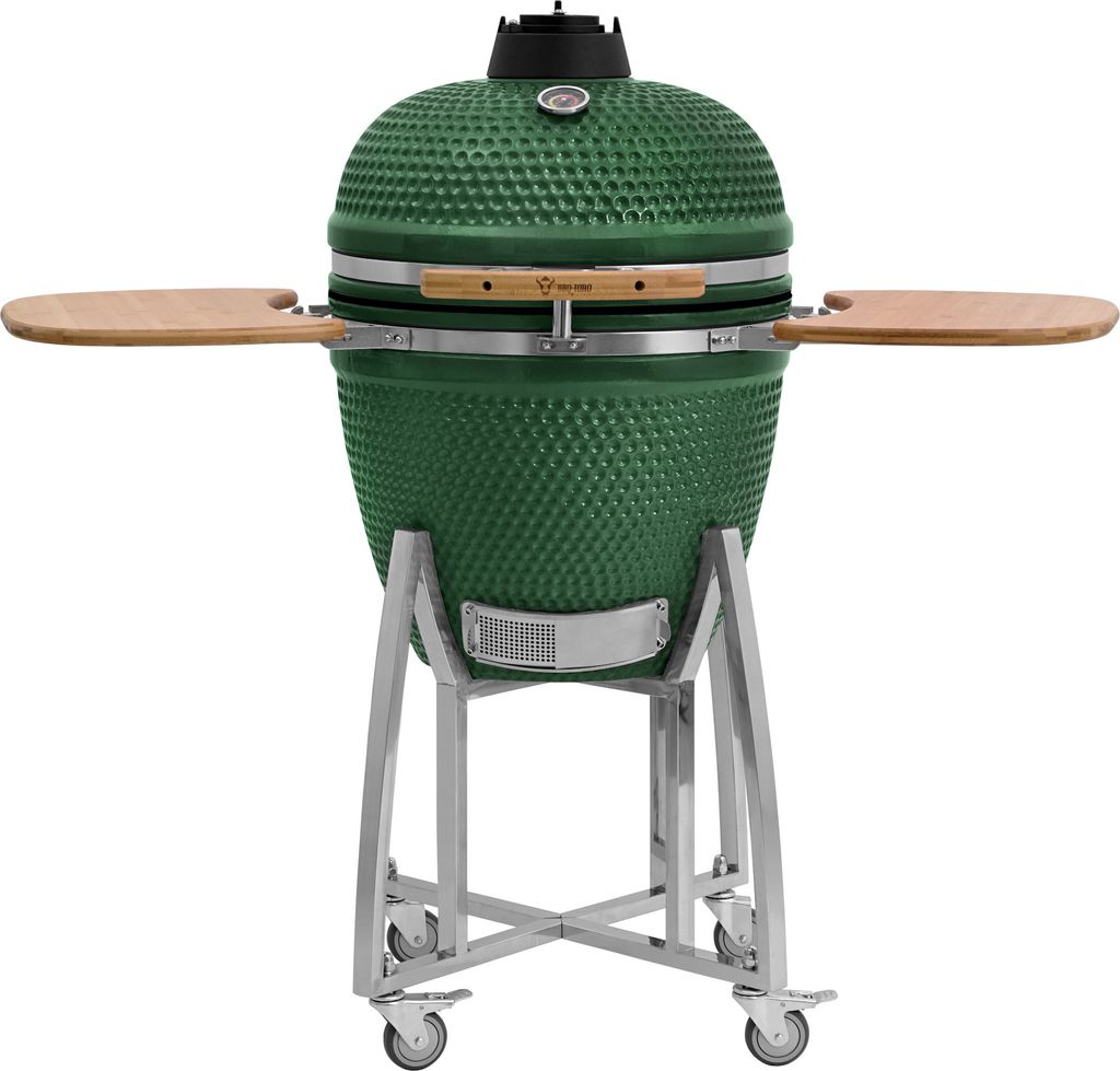 BBQ-Toro Kamado Grill Holzkohlegrill "KURO" Ø 52 cm, Grün, Keramikgrill mit Ablage, Thermometer