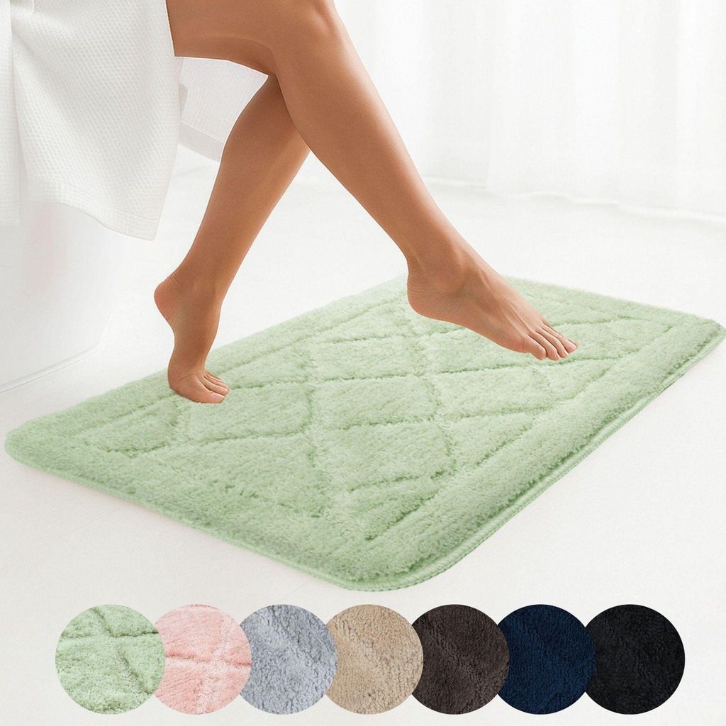 Badematte - Grün - 40x60 cm - Rechteckig - Rutschfest - SOFT - Maschinenwaschbar - Schnell Trocknend