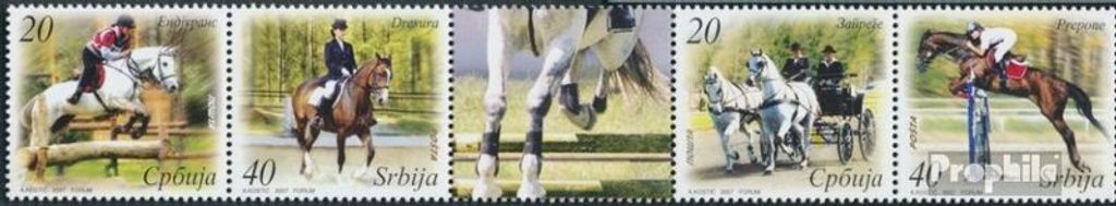 Briefmarken Serbien 2007 Mi 206-209 Fünferstreifen (kompl.Ausg.) postfrisch Pferdesport
