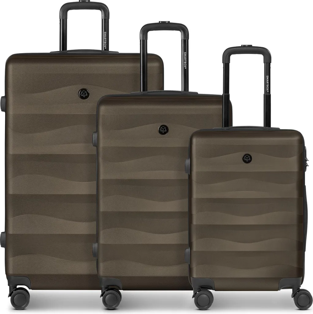 Set de 3 Valises Rigides SMARTBOX Trolley Marron Foncé - Gamme Voyage