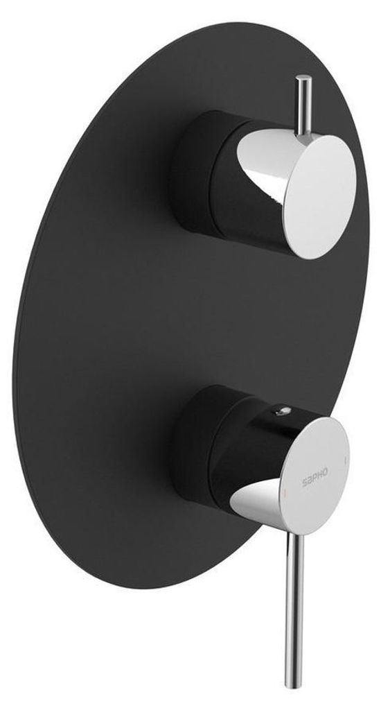 Sapho ULTRAMIX Unterputz-Duscharmatur, 2 Wege, Drehschalter, Schwarz matt/Chrom