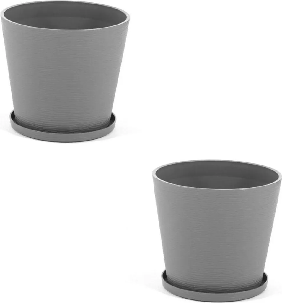 Pots de fleurs incassables et anti-UV 38cm avec soucoupes - Pack de 2