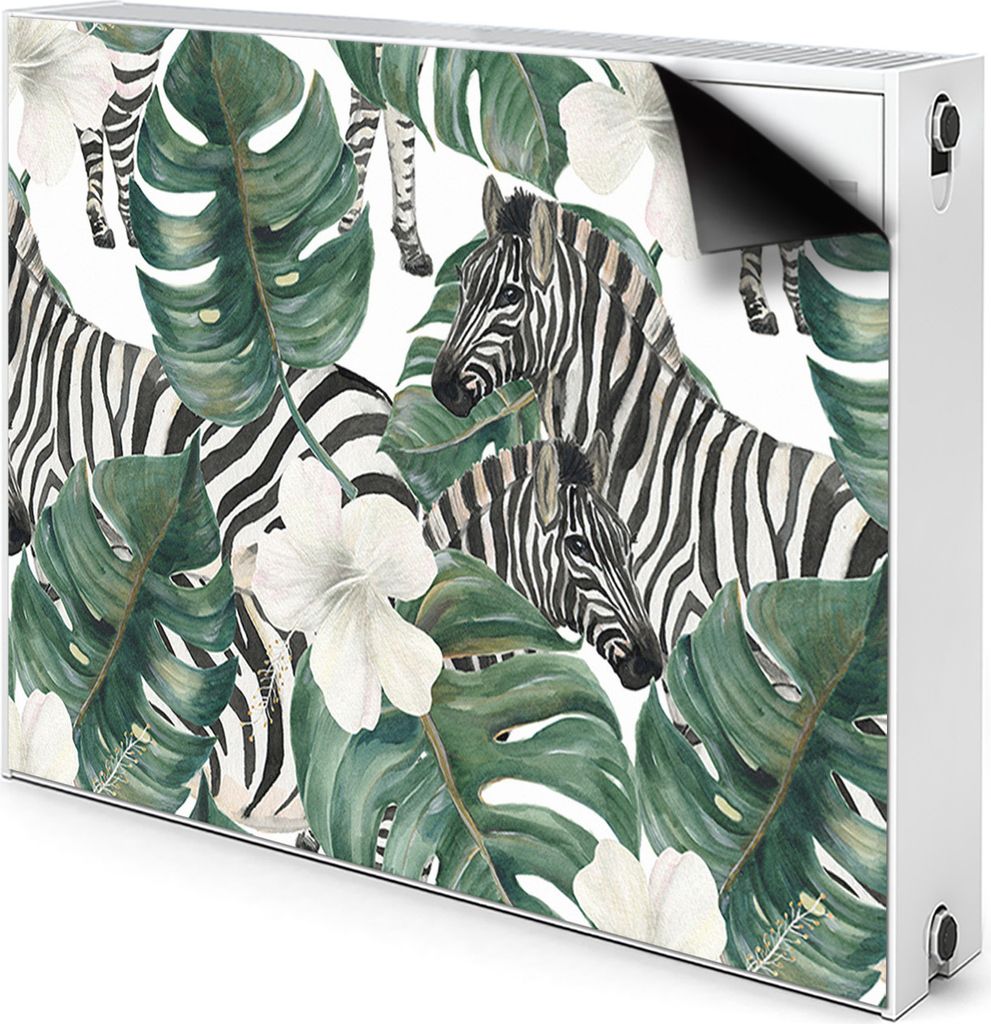 Magnet Heizung Verkleidung Abdeckung Heizung Heizkörperabdeckung 100x60 cm - Zebra, in Blättern