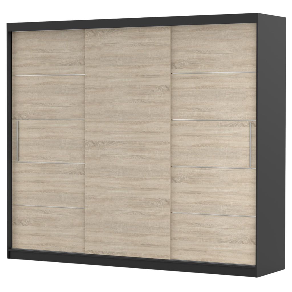 Schwebetürenschrank Alba 250 cm Schwarz/Sonoma, ohne Produktbild 