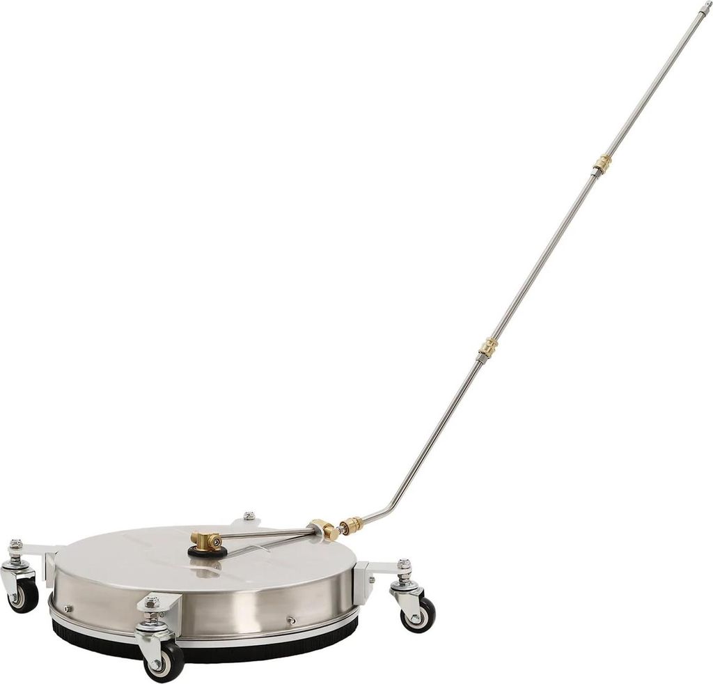 Flächenreiniger für Hochdruckreiniger - 2-in-1 Reinigungsscheibe - 4000 PSI - 2 Düsen - 4 Räder - Edelstahl - Für Auto & Terrasse - Silber