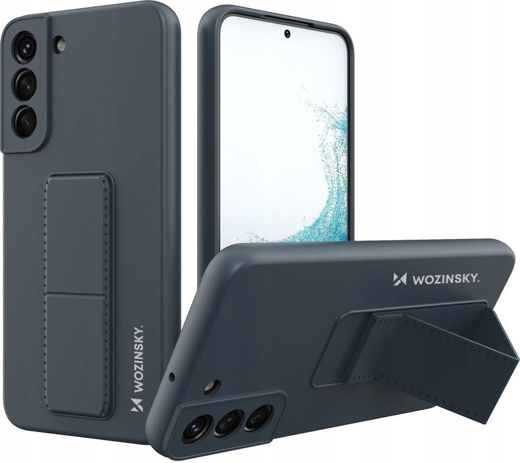 Wozinsky Kickstand Case Silikonhülle mit Ständer für Samsung Galaxy S22+ Marineblau