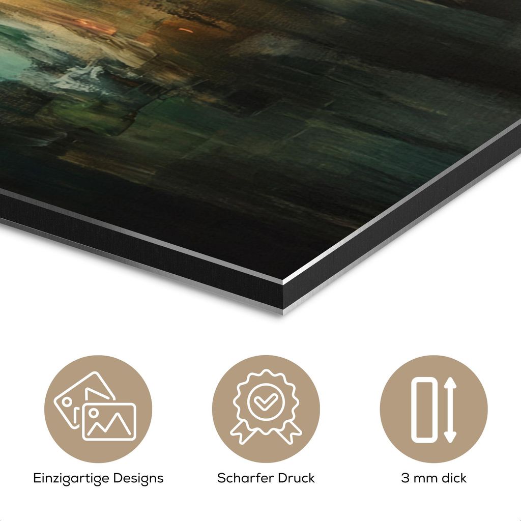 MuchoWow Wanddekoration Metall Metallbild Wandkunst 100x150 cm Hirsch - Gemalt - Geweih - Braun MuchoWow Aluminium Gemälde - Bild