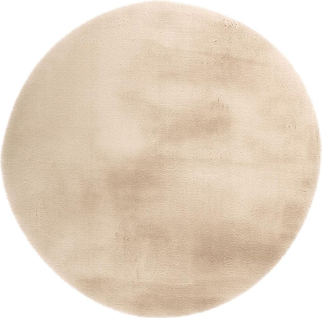 Qiyano Teppich für Wohnzimmer Kinderzimmer Fellimitat super flauschig weich beige, Ø 160 cm RUND