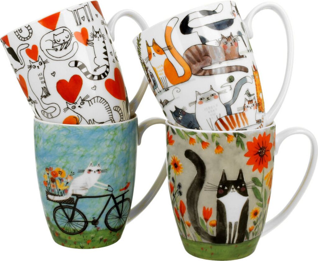 DUO ANIMALS 4er-Set klassische Becher 360 ml CAT'S WORLD Produktbild 