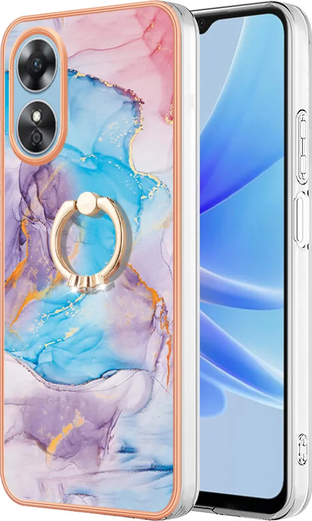 Cover Antiurto Oppo A17 Blu Fantasia | Silicone TPU e Ring Holder
